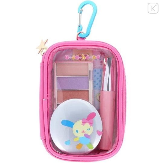 Japan Sanrio Clear Multi Case With Carabiner - Usahana : Grid Wink - 4