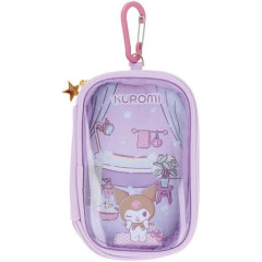 Japan Sanrio Clear Multi Case With Carabiner - Kuromi : Wink Bath Time
