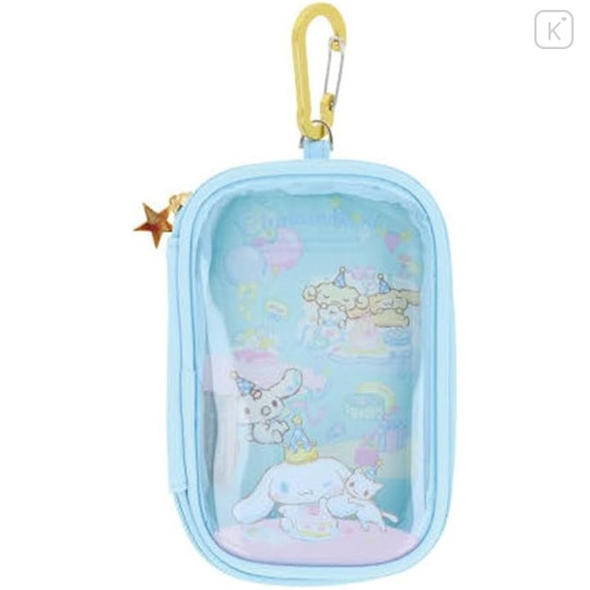 Japan Sanrio Clear Multi Case With Carabiner - Cinnamoroll : Party Blue - 1
