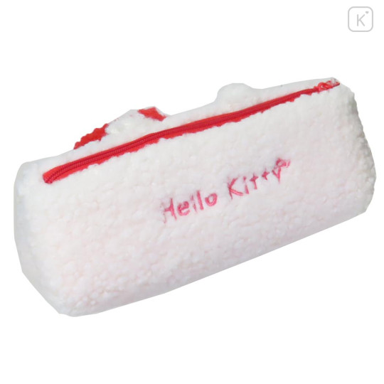 Japan Sanrio Fluffy Plush Pen Case - Hello Kitty : Face - 2