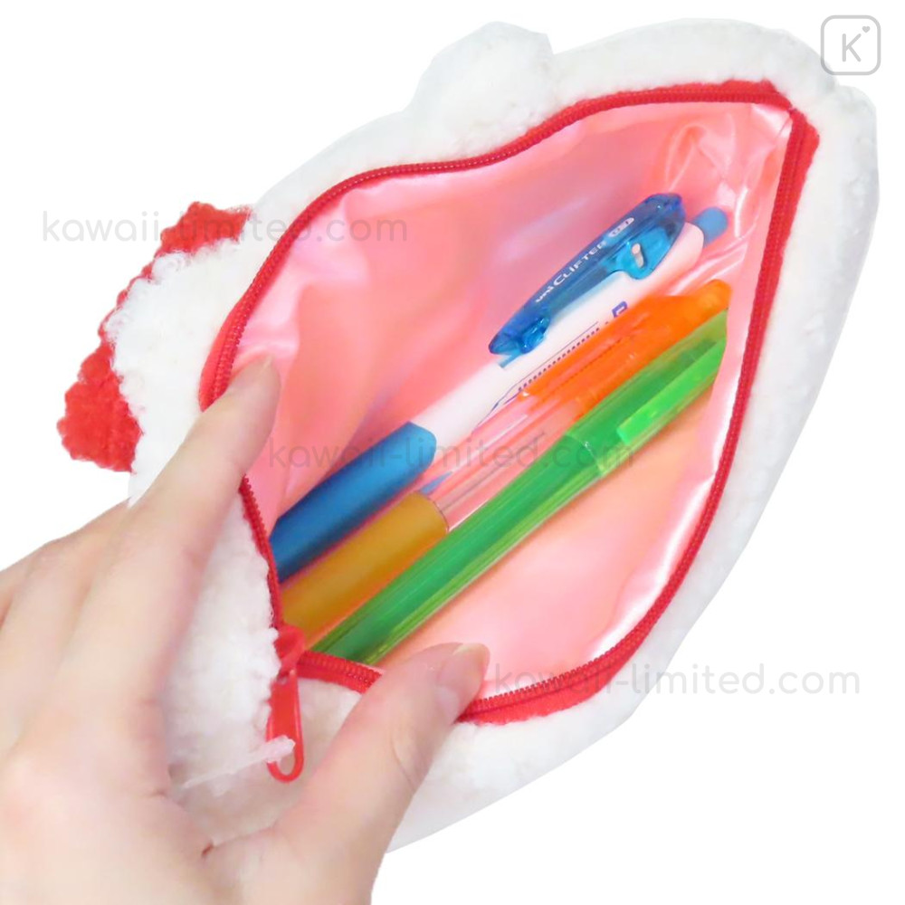 Japan Sanrio Fluffy Plush Pen Case - Hello Kitty : Face