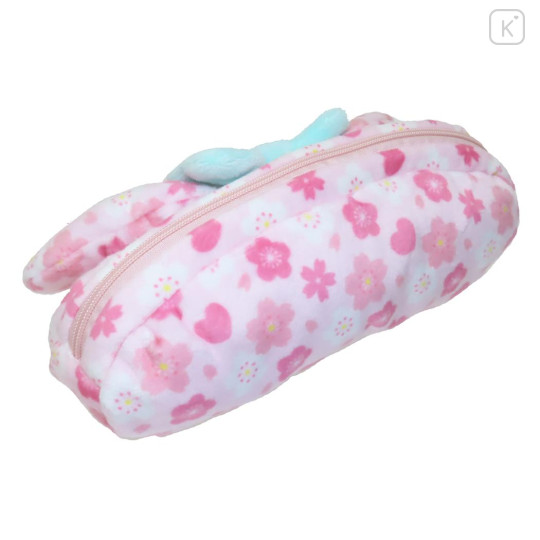 Japan Sanrio Fluffy Plush Pen Case - My Melody : Face Cherry Blossom Sakura - 2