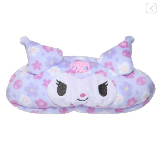 Japan Sanrio Fluffy Plush Pen Case - Kuromi : Face Cherry Blossom Sakura - 1