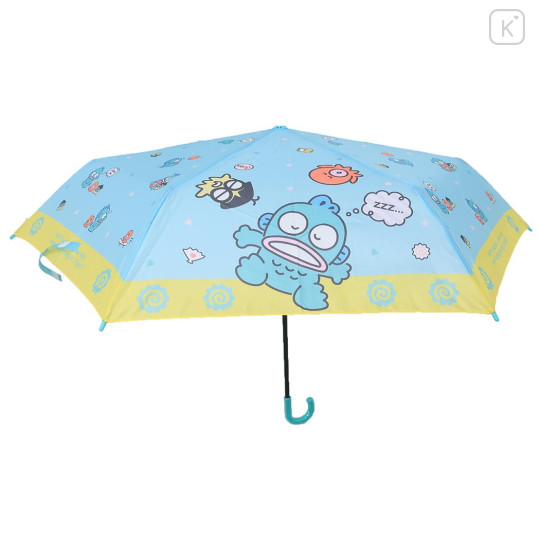 Japan Sanrio Folding Umbrella - Hangyodon : Friends Blue Yellow - 3