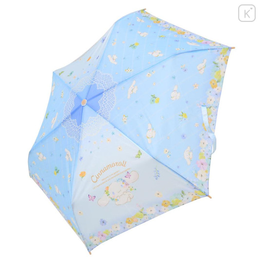 Japan Sanrio Folding Umbrella - Cinnamoroll : Pastel Flower Blue - 2