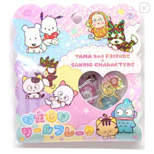 Japan Sanrio Clear Plump 3D Sticker Set - Badtz-maru & Keroppi & Pochacco : Characters : Tama & Friends Glitter Pink - 1