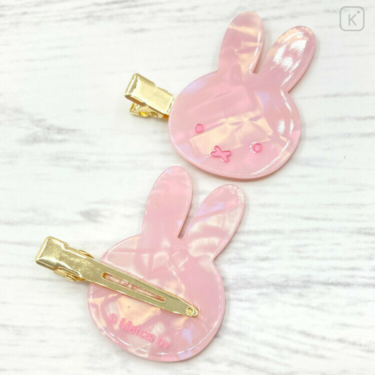 Japan Miffy Hair Clip Set - Miffy : Marble Pink - 2