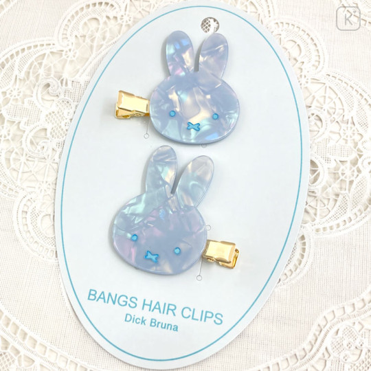 Japan Miffy Hair Clip Set - Miffy : Marble Blue - 1