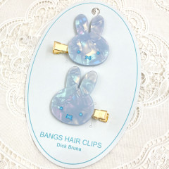 Japan Miffy Hair Clip Set - Miffy : Marble Blue