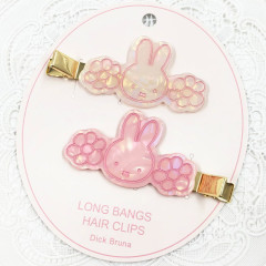 Japan Miffy Hair Clip Set - Miffy : Flower Marble Pink