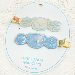 Japan Miffy Hair Clip Set - Boris : Flower Marble Blue