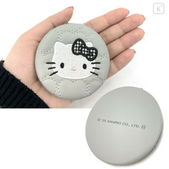 Japan Sanrio 2-sided Compact Mirror - Hello Kitty : Monotone Grey - 2