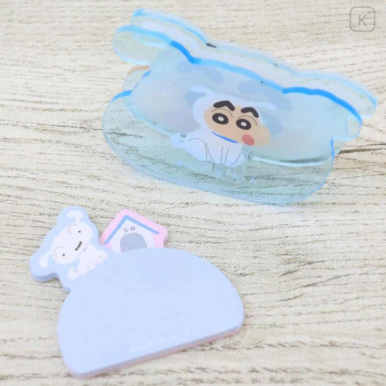 Japan Crayon Shin-chan Memo Clip Stand & Memo Pad - Shinnosuke Nohara & Shiro : Face - 2