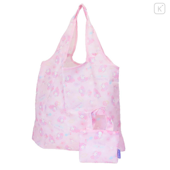 Japan Sanrio Eco Shopping Bag With Pocket - My Melody : Watercolor Pink - 1