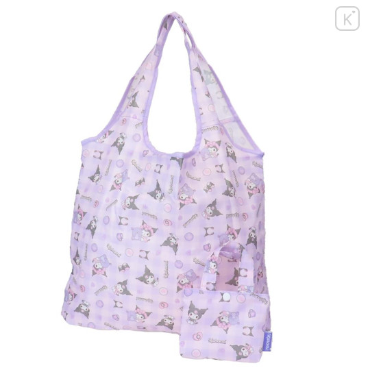 Japan Sanrio Eco Shopping Bag With Pocket - Kuromi : Baku Light Purple - 1