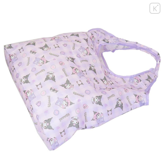 Japan Sanrio Eco Shopping Bag With Pocket - Kuromi : Baku Light Purple - 2