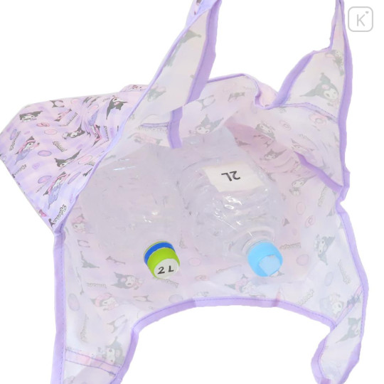 Japan Sanrio Eco Shopping Bag With Pocket - Kuromi : Baku Light Purple - 3