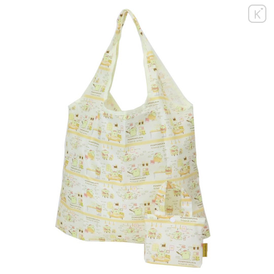 Japan Sanrio Eco Shopping Bag With Pocket - Pompompurin : Cafe Light Yellow - 1