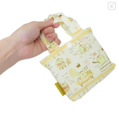 Japan Sanrio Eco Shopping Bag With Pocket - Pompompurin : Cafe Light Yellow - 4