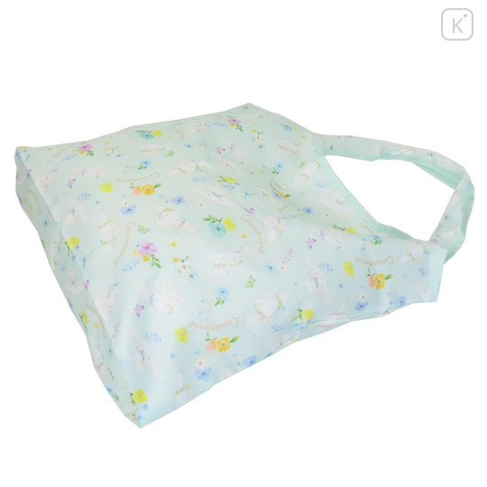 Japan Sanrio Eco Shopping Bag With Pocket - Cinnamoroll : Flower Light Mint - 2