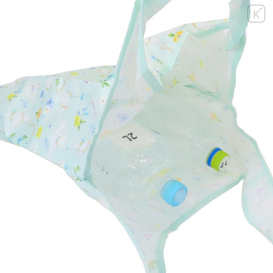 Japan Sanrio Eco Shopping Bag With Pocket - Cinnamoroll : Flower Light Mint - 3