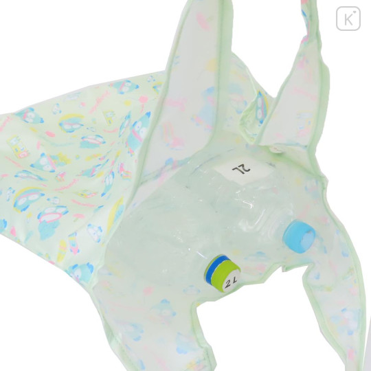 Japan Sanrio Eco Shopping Bag With Pocket - Hangyodon : Watercolor Light Mint - 3