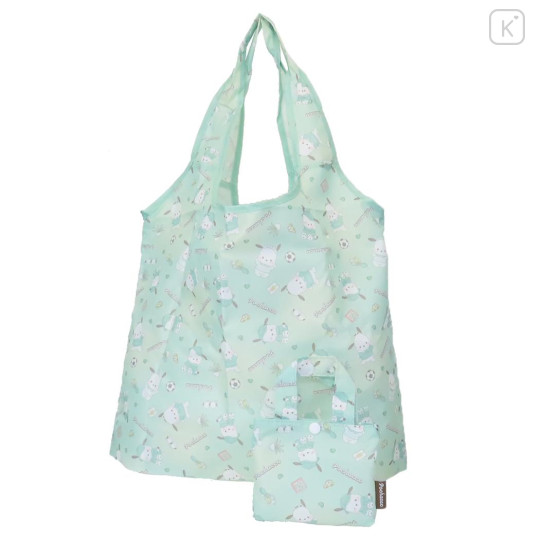 Japan Sanrio Eco Shopping Bag With Pocket - Pochacco : Light Green - 1