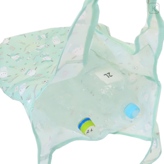 Japan Sanrio Eco Shopping Bag With Pocket - Pochacco : Light Green - 3
