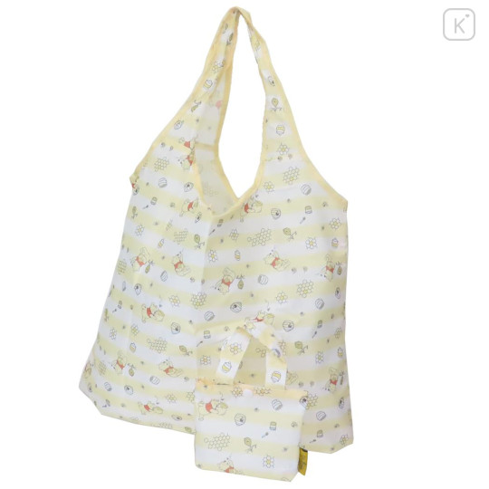 Japan Disney Eco Shopping Bag With Pocket - Pooh : Honey Light Yellow - 1