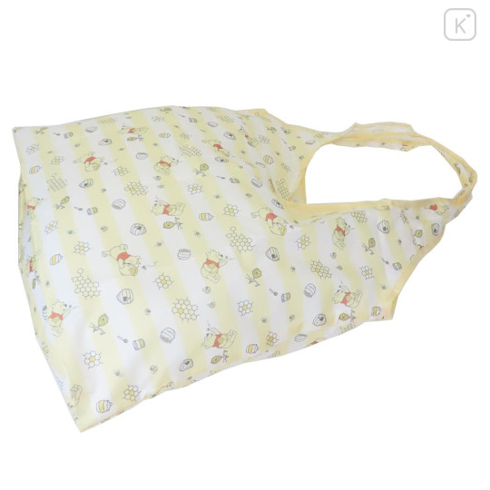 Japan Disney Eco Shopping Bag With Pocket - Pooh : Honey Light Yellow - 2