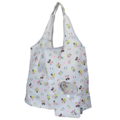 Japan Disney Eco Shopping Bag With Pocket - Mickey & Friends : Retro Grey