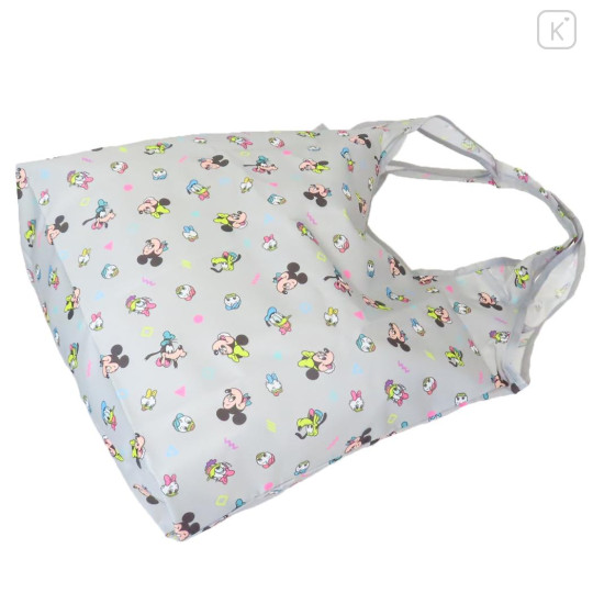 Japan Disney Eco Shopping Bag With Pocket - Mickey & Friends : Retro Grey - 2