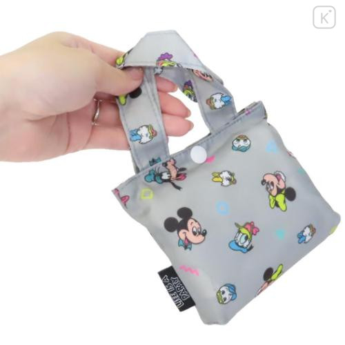 Japan Disney Eco Shopping Bag With Pocket - Mickey & Friends : Retro Grey - 4