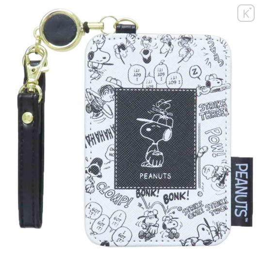 Japan Peanuts Pass Case Card Holder & Reel - Snoopy : Baseball - 1