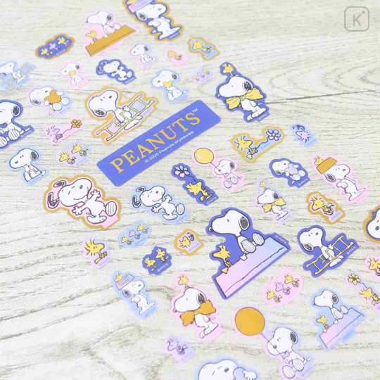 Japan Peanuts Gold Accent Sticker - Snoopy & Woodstock : Blue - 2