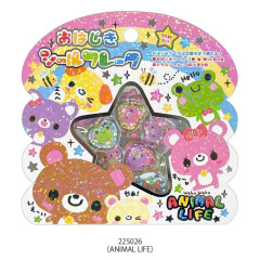 Japan Kamio Marble Sticker Flakes - Animal Life : Heisei Retro