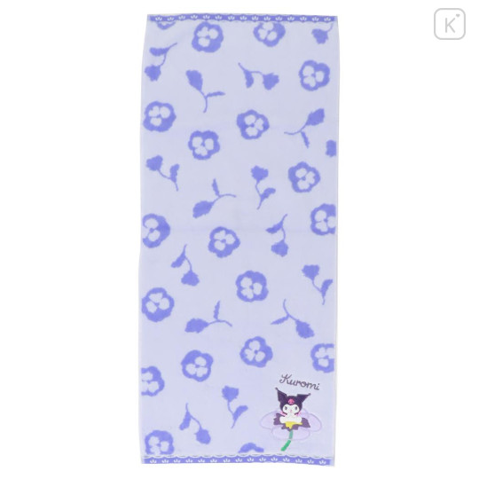 Japan Sanrio Jacquard Long Towel - Kuromi : Flower Bloom - 1