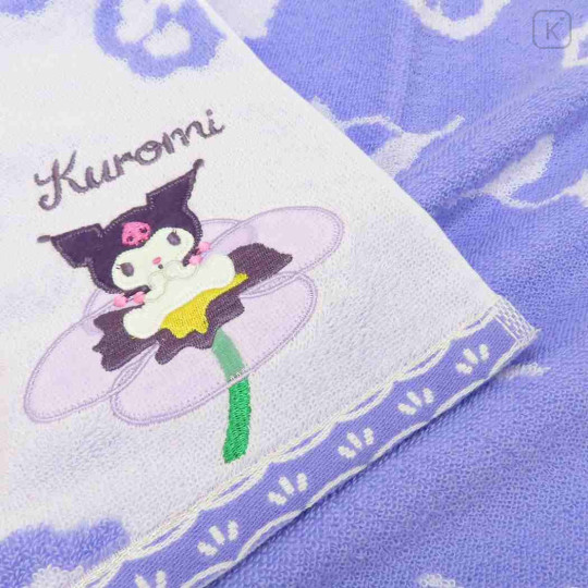 Japan Sanrio Jacquard Long Towel - Kuromi : Flower Bloom - 2