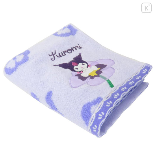 Japan Sanrio Jacquard Face Towel - Kuromi : Flower Bloom - 3