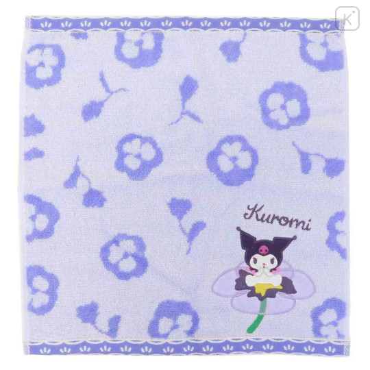 Japan Sanrio Jacquard Wash Towel - Kuromi : Flower Bloom - 1