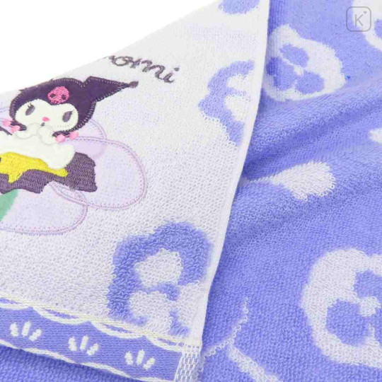 Japan Sanrio Jacquard Wash Towel - Kuromi : Flower Bloom - 2