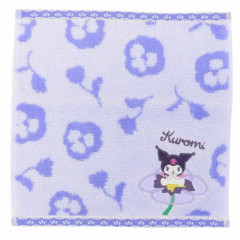 Japan Sanrio Mini Towel Jacquard Handkerchief - Kuromi : Flower Bloom