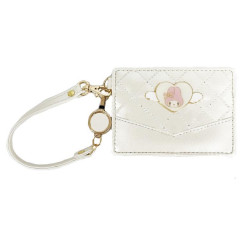 Japan Sanrio Pass Case Card Holder & Reel - My Melody : Dreaming Angel Face