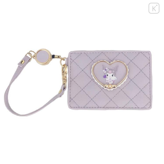 Japan Sanrio Pass Case Card Holder & Reel - Kuromi : Dreaming Angel - 1