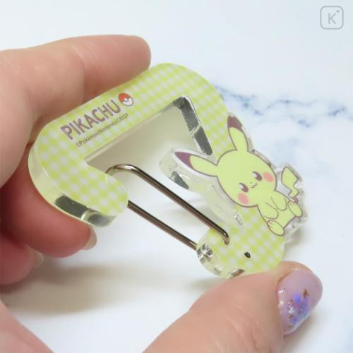 Japan Pokemon Acrylic Carabiner - Pikachu : Pokepeace Gingham - 2