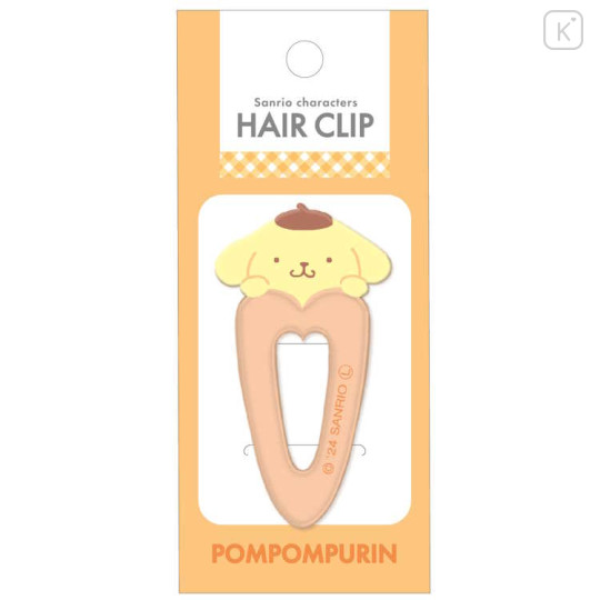 Japan Sanrio Acrylic Hair Clip - Pompompurin : Heart - 1