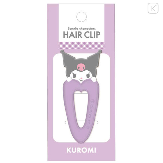 Japan Sanrio Acrylic Hair Clip - Kuromi : Heart - 1