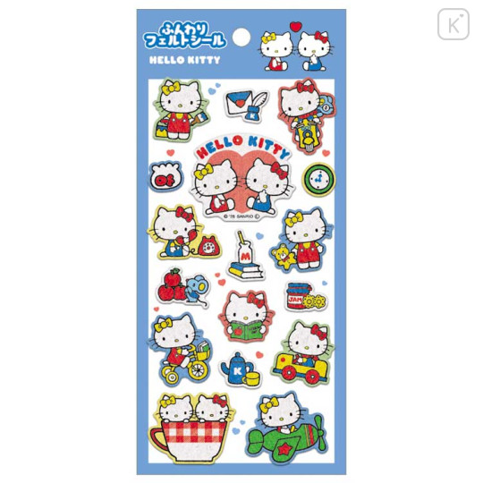 Japan Sanrio Soft Cloth Sticker - Hello Kitty & Hello Mimmy : Happy Life - 1