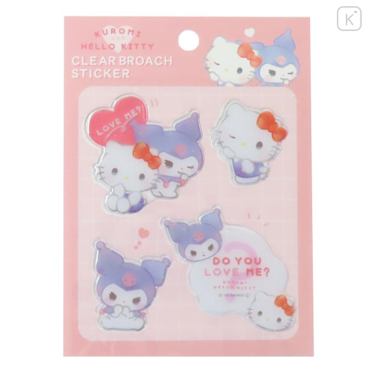 Japan Sanrio Clear Plump 3D Sticker Set - Hello Kitty & Kuromi : Do You Love Me - 1
