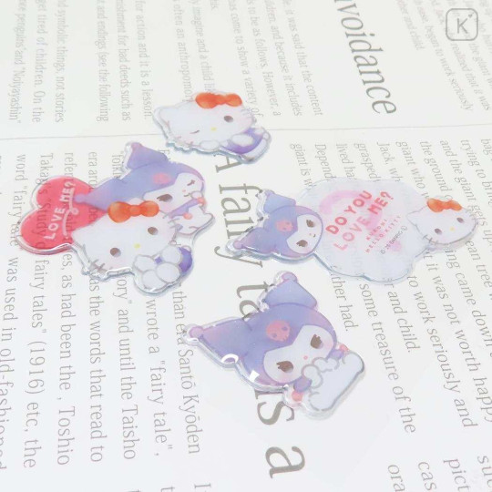 Japan Sanrio Clear Plump 3D Sticker Set - Hello Kitty & Kuromi : Do You Love Me - 2